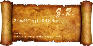 Zimányi Réka névjegykártya